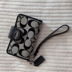 Coach Black and Gray Vintage Phone Wristlet New Condition
